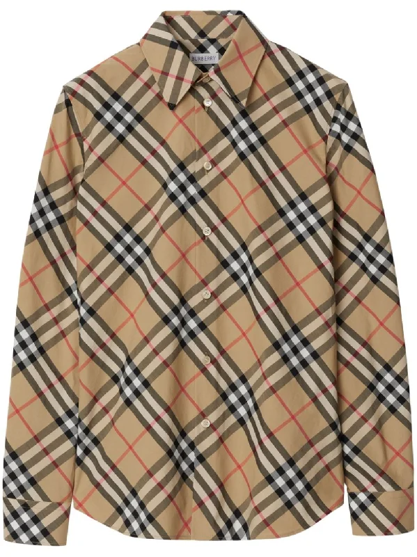 Burberry Women's Shirts Beige-- Asymmetrical Pockets Print