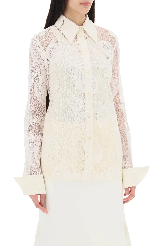 Sportmax "pizzo Asti Lace Shirt-- Solid Print Embellished