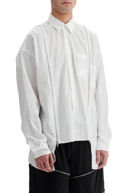Comme Des Garcons Black "shirt With Functional Zip-- Rayon Fabric Velvet Fabric Corduroy Fabric