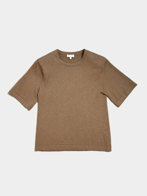 Epaulettes Knitted T-Shirt-- Collared Crew Neck Turtle Neck