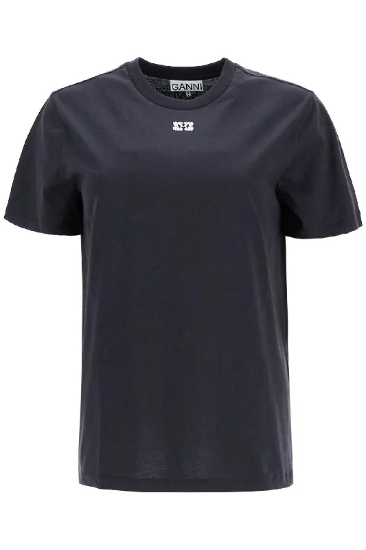Ganni Women's 'Round-Neck T-Shirt With Rhin-- Polka Dot Checkered Tartan