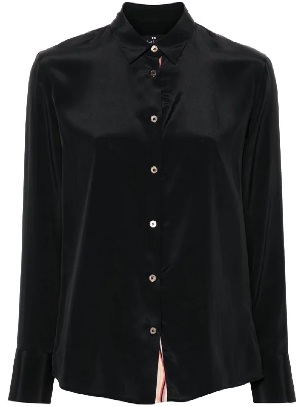Ps By Paul Smith Women's Shirts Black-- Collared Crew Neck Turtle Neck