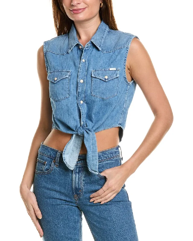Mother The Sleeveless Knotted Exes Shirt-- Satin Blend Silk Blend Wool Blend