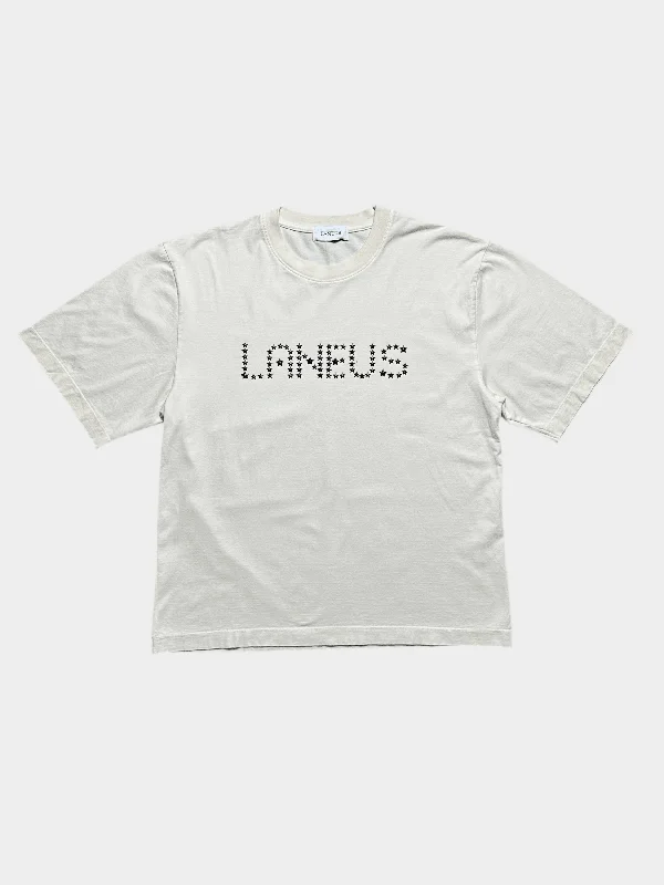 Studded Logo T-shirt-- Mesh Fabric Canvas Fabric Denim Fabric