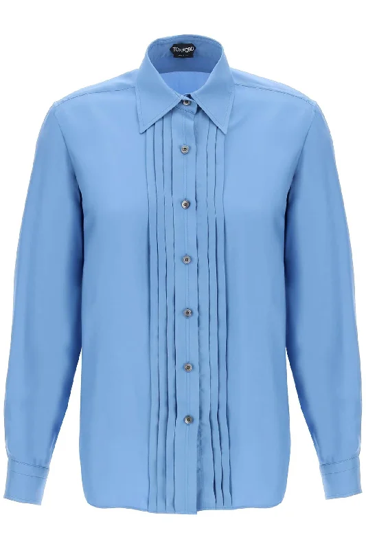 Tom Ford Women's Pleated Bib Shirt With-- Zippered Buttoned Snapped