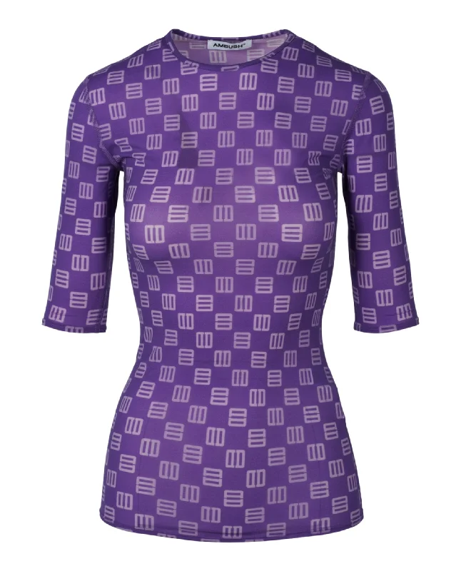 AMBUSH Womens Monogram Fitted T-Shirt-- Knit Fabric Woven Fabric Fleece Fabric