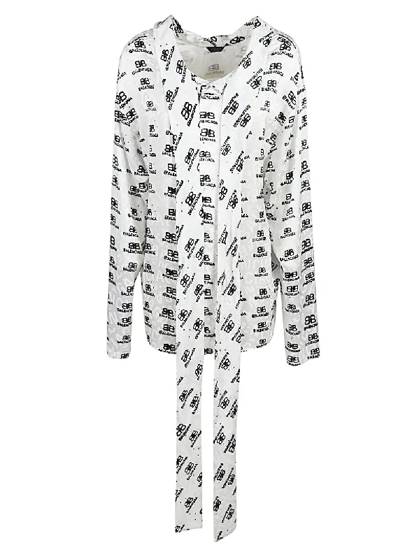Balenciaga Women's Shirts White-- Knit Fabric Woven Fabric Fleece Fabric