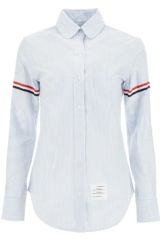 Thom Browne Women's Oxfor Cotton Shirt-- Zippered Front Buttoned Front Snap Front