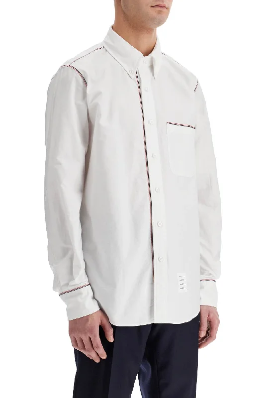 Thom Browne Button-Down Shirt With Gros-Grain Trim-- Polka Dot Checkered Tartan
