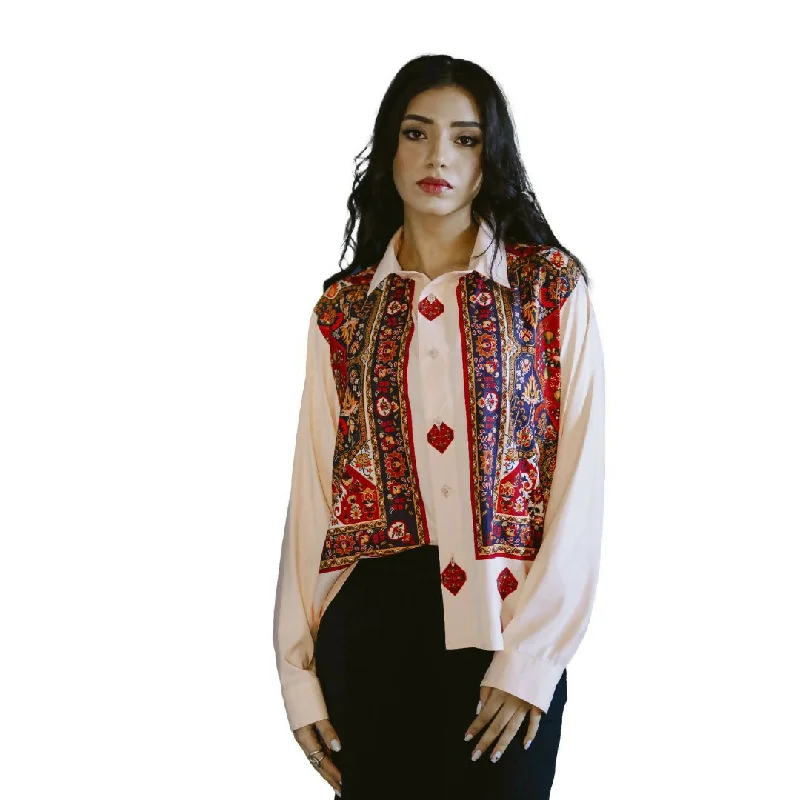 Women's Moroccan Shirt Carpet Design-- Rayon Velvet Corduroy