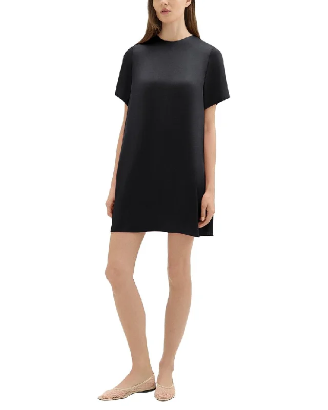 Theory Satin T-Shirt Dress-- Collared Crew Neck Turtle Neck