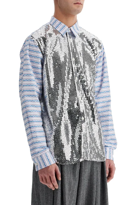 Comme Des Garcons Homme Plus Jacquard Shirt With Sequ-- Plaid T-Shirt Polka Dot Checkered
