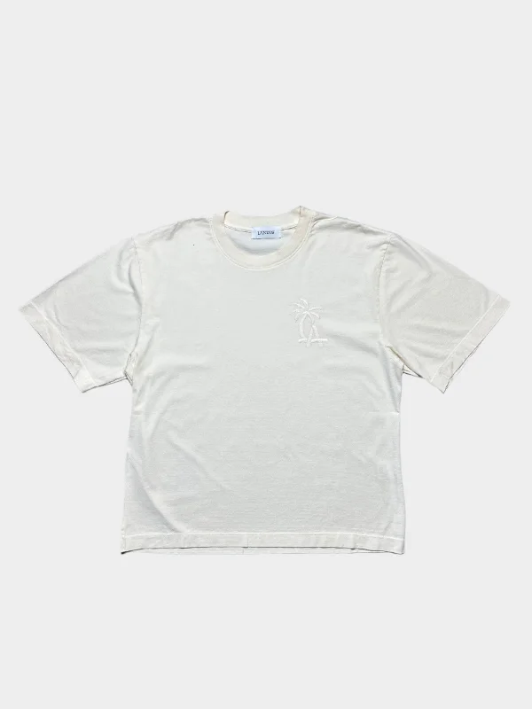 T-Shirt Embroidered Logo-- Ribbed Striped Patterned