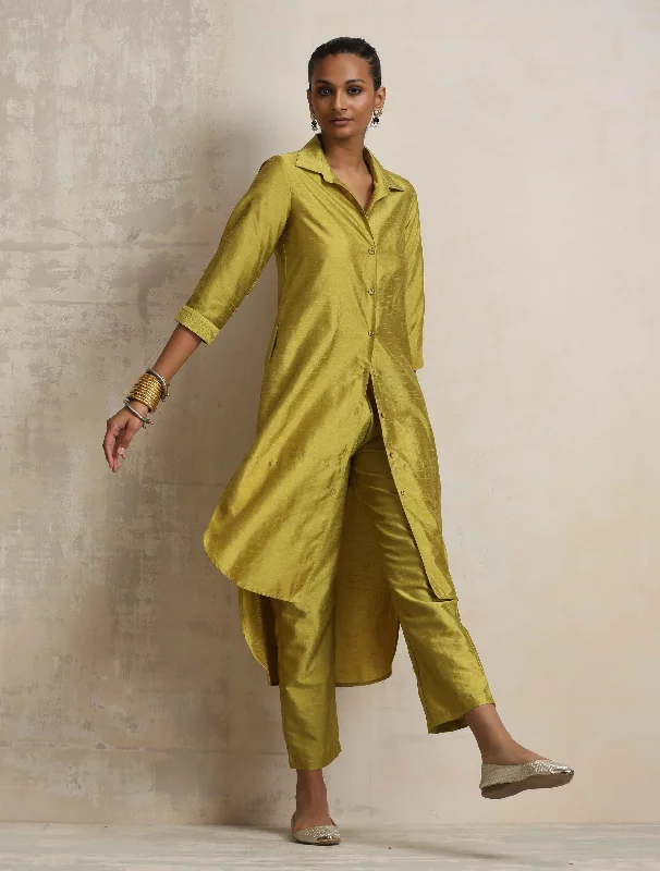 trueBrowns Green Shirt Kurta Set-- Anti-Shrink Durable Soft