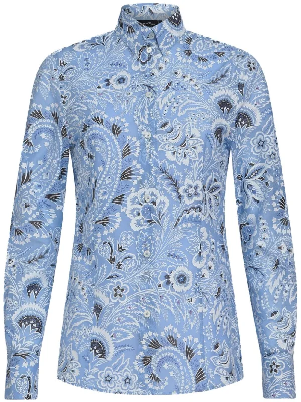 Etro Women's Shirts Clear Blue-- Fashionable Trendy Casual
