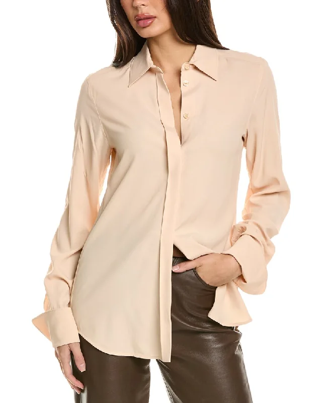 Sportmax Yen Silk-Blend Shirt-- Iron Safe Non-Iron Wrinkle Free