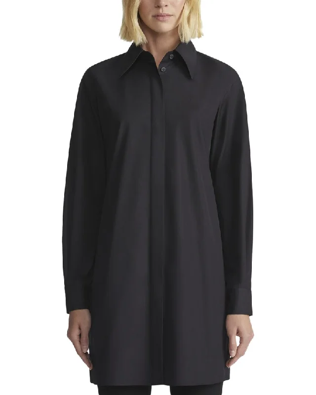 Lafayette 148 New York Button Slit Tunic Shirt-- Handmade Hand-knitted Hand-woven