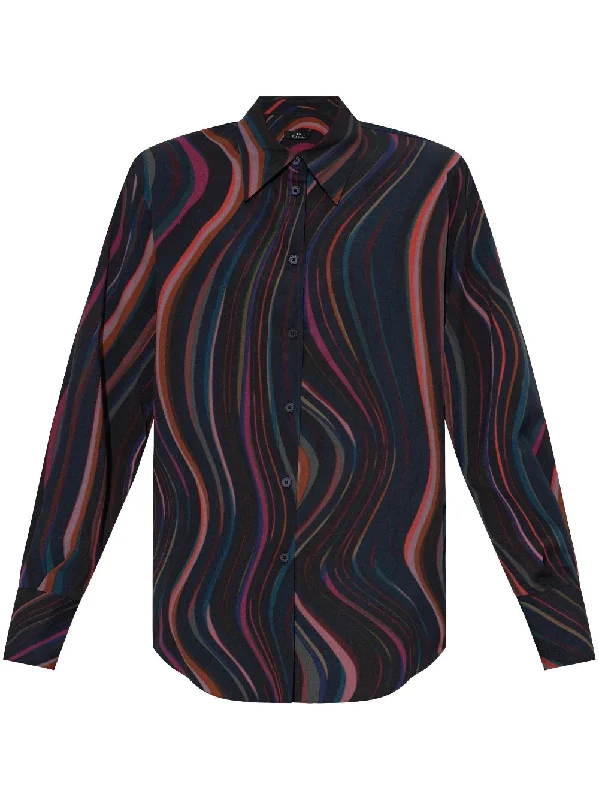 Paul Smith Women's Shirts Blue-- Mesh Fabric Canvas Fabric Denim Fabric