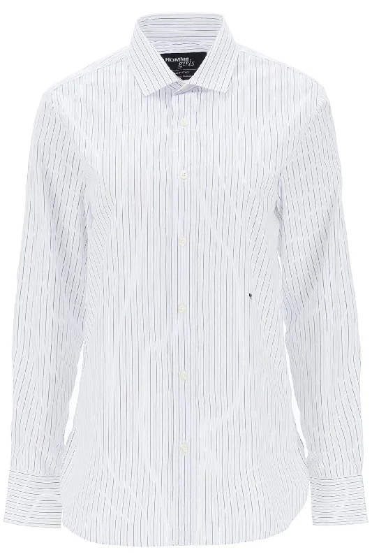 Homme Girls Women's Striped Poplin Shirt-- Mesh Fabric Canvas Fabric Denim Fabric