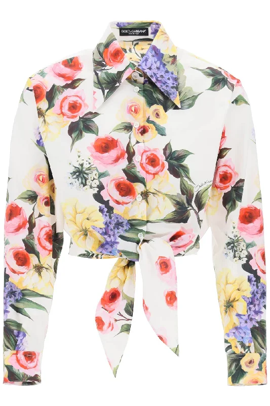 Dolce & Gabbana Women's Rose Garden Cropped Shirt-- Zippered Front Buttoned Front Snap Front
