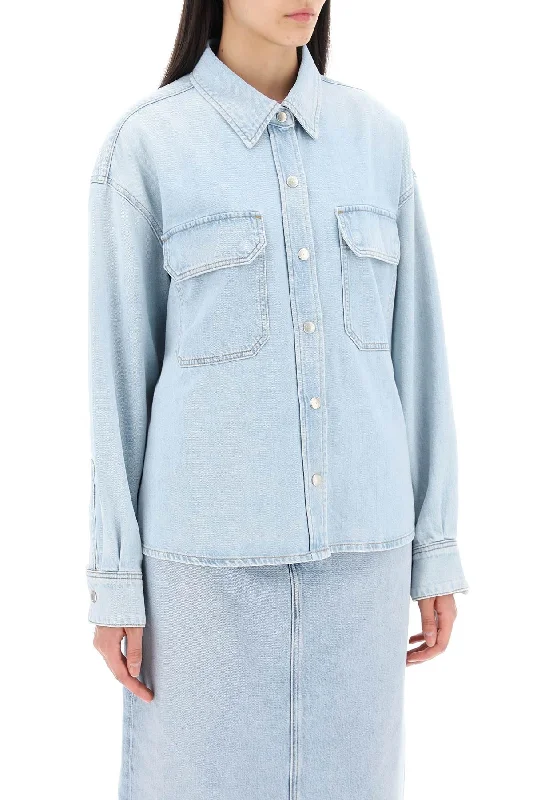 Agolde 's Denim Shirt-- Fleece Fabric Down Fabric Feather Fabric