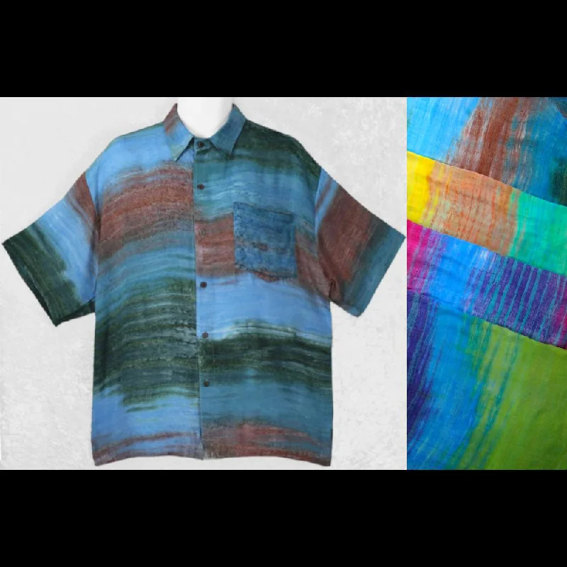 Charlie's Batik Collar Shirt-- Chenille Brocade Lace