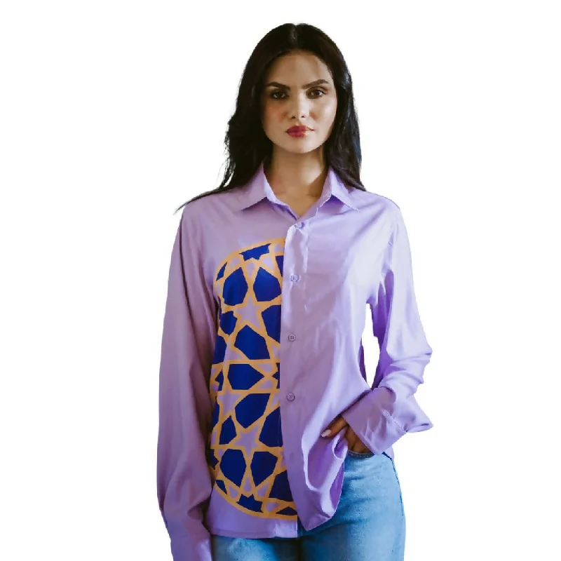 Moroccan Women Button Shirt Mosaic-- Seamless Knitted Crochet
