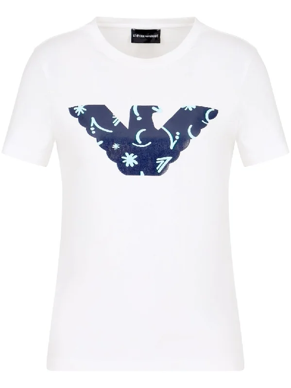 Emporio Armani Women's T-Shirts And Polos White-- Notch Collar Peter Pan Collar Cowl Neck