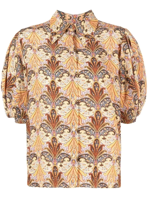 Etro Women's Shirts Grey-- Satin Blend Silk Blend Wool Blend