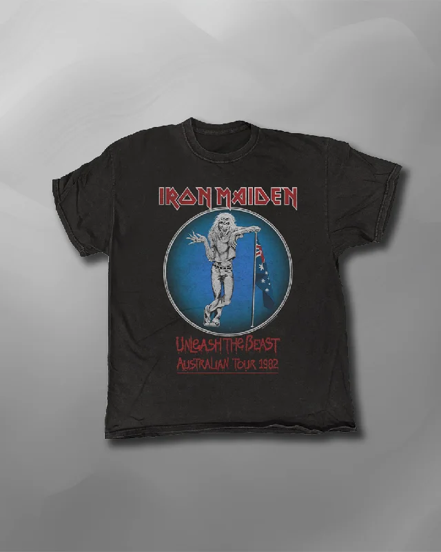 Iron Maiden - Unleash the Beast Tour 1982 Vintage Wash T-Shirt-- Plaid T-Shirt Polka Dot Checkered