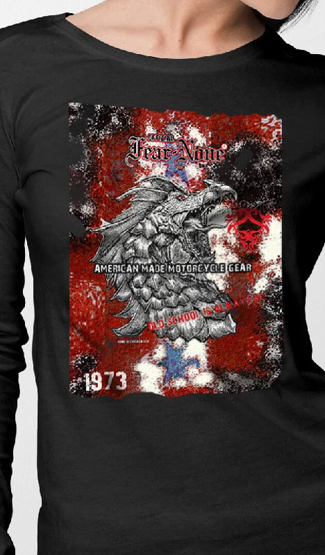 Womens 1973 Red Serpent Rider Shirt-- Collared Crew Neck Turtle Neck