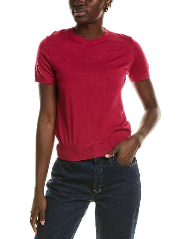 Theory Wool T-Shirt-- Mesh Blend Leather Blend Suede Blend