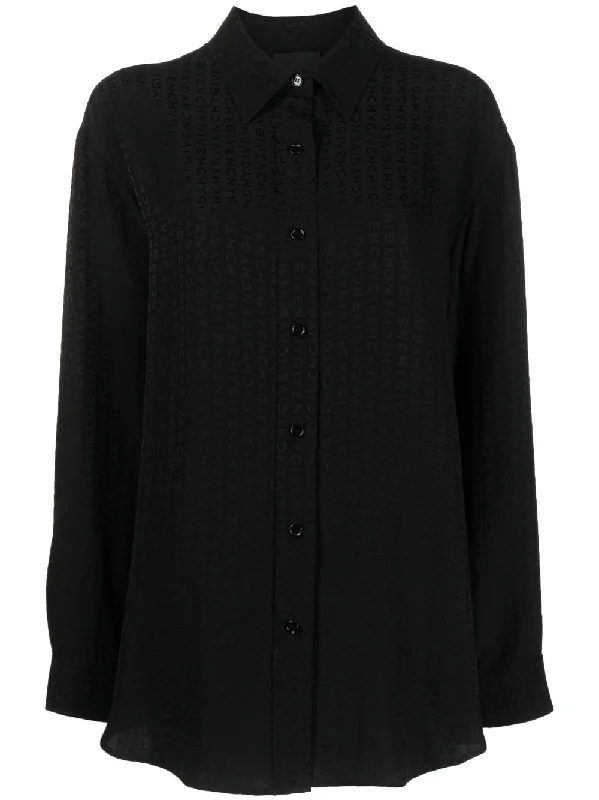 Givenchy Women's Shirts Black-- Satin Fabric Silk Fabric Chiffon Fabric