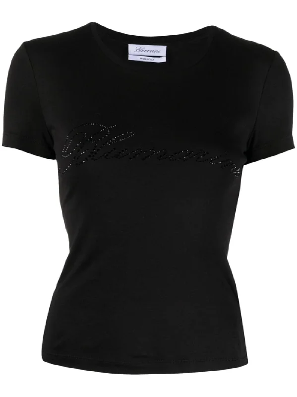 Blumarine Women's T-Shirts And Polos Black-- Mesh Canvas Denim