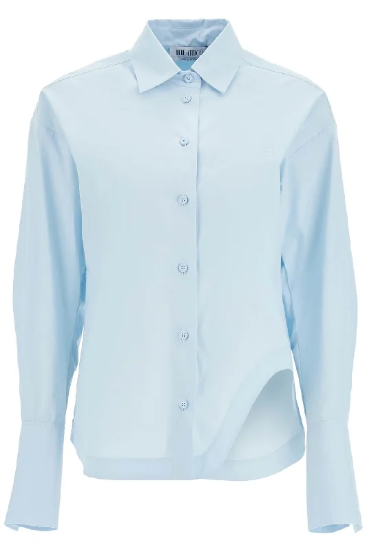 The Attico Women's Eliza Shirt With Shaped Slit-- Iron Safe Non-Iron Wrinkle Free