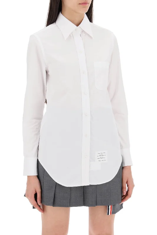 Thom Browne Fitted Shirt In Poplin-- Welt Pockets Slit Pockets Flap Pockets