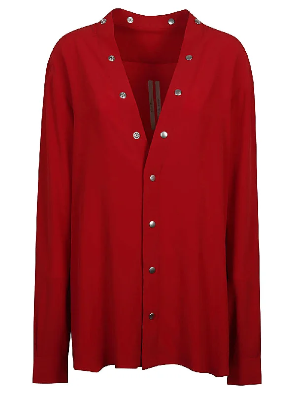 Rick Owens Women's Shirts Red -- Basic T-Shirt Crew Neck Short Sleeve