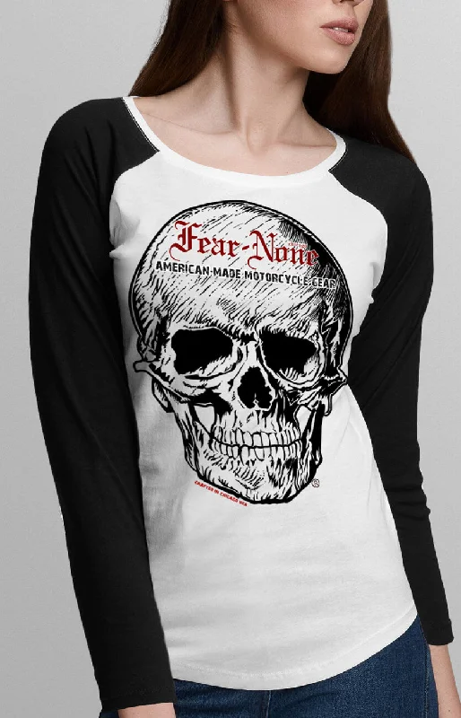 Women's "Skull" Rider Baseball T Shirt-- Terry Blend Velvet Blend Canvas Blend