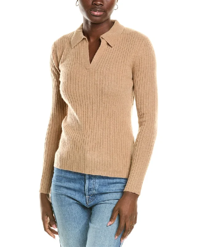 Sofiacashmere Rib Polo Cashmere Shirt-- Machine Wash Dry Clean Hand Wash