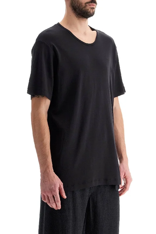 Lemaire T-Shirt With Wide Round Neck-- Graphic Embroidered Appliqued