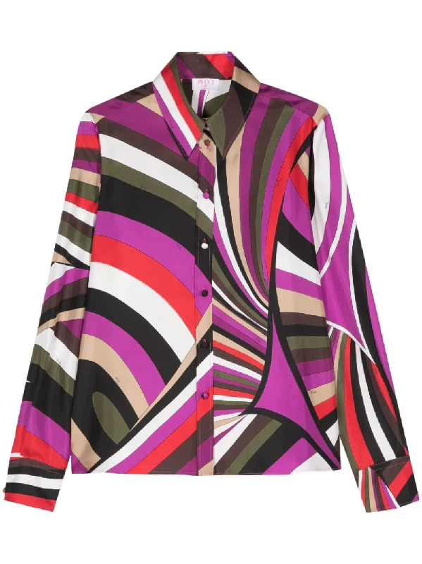 Pucci Women's Shirts Fuchsia-- Oversized T-Shirt Spandex breathable