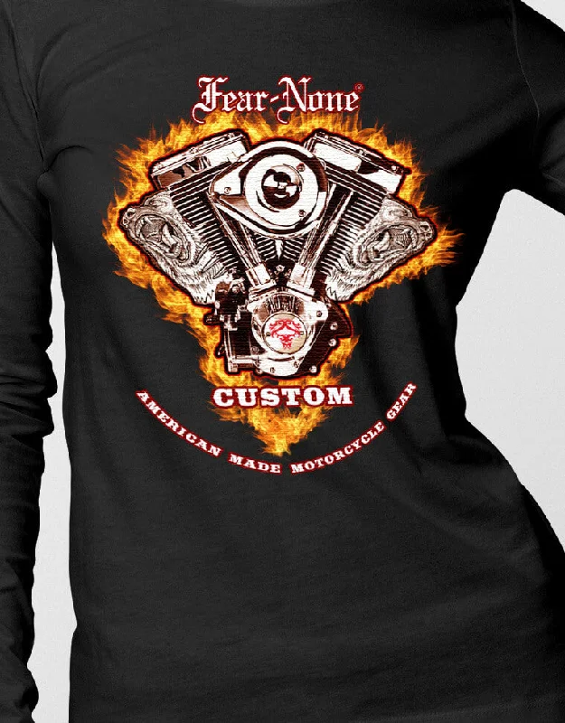 Womens Long Sleeve Fire-ENGINE Rider Shirt (Special Edition)-- Spandex Blend Rayon Blend Denim Blend