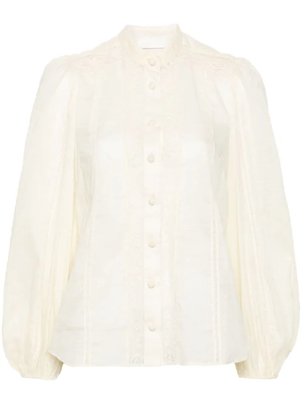 Zimmermann Women's Shirts Beige-- Plaid T-Shirt Polka Dot Checkered