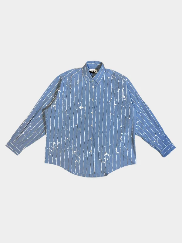 Bleached Stripe Shirt-- Sequined Glittery Shiny