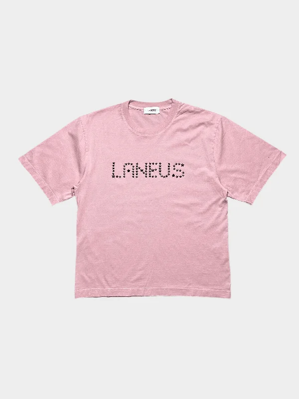 Studded Logo T-shirt-- Rayon Fabric Velvet Fabric Corduroy Fabric