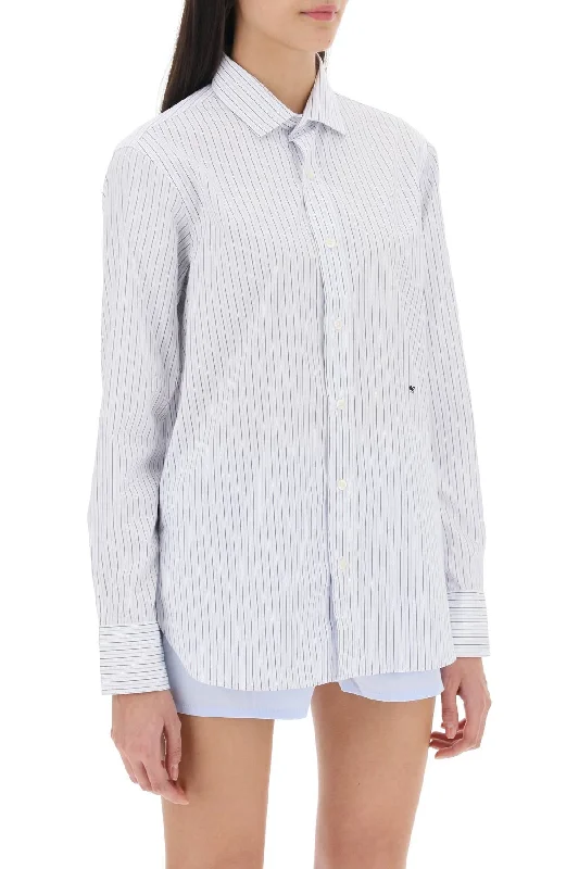 Homme Girls Striped Poplin Shirt-- Jersey Fabric Tulle Fabric Batik Fabric