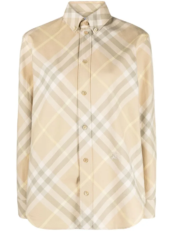 Burberry Women's Shirts Beige-- Welt Pockets Slit Pockets