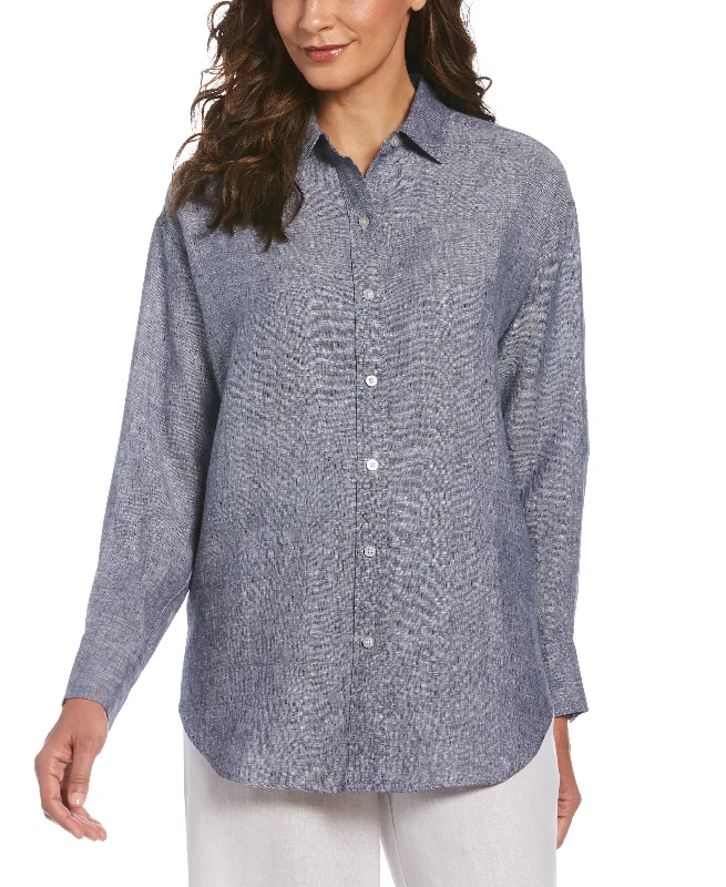 Petite Easy Linen Shirt-- Chenille Blend Fleece Blend Nylon Blend