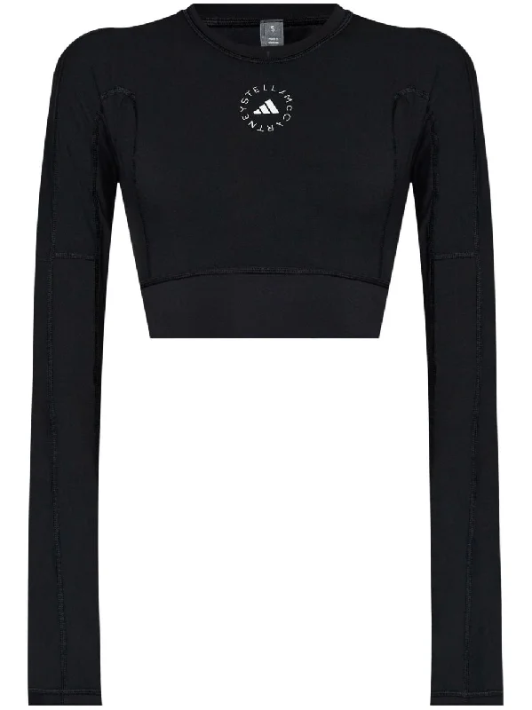 Adidas By Stella Mccartney Women's T-Shirts And Polos Black-- Chenille Fabric Brocade Fabric Lace Fabric