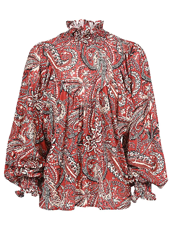 Lavi Women's Shirts Red-- Zippered Front Buttoned Front Snap Front
